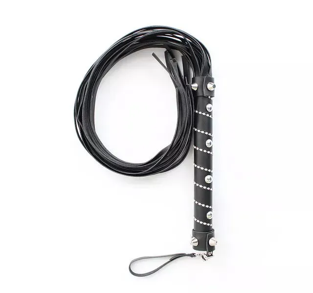 JOYGASMS Male Sex Toys JOYGASMS Sparkly Wrap Diamonds and Silver Studded Handle Long Flogger with Soft Faux Leather Tails Whip and Detachable Wrist Strap