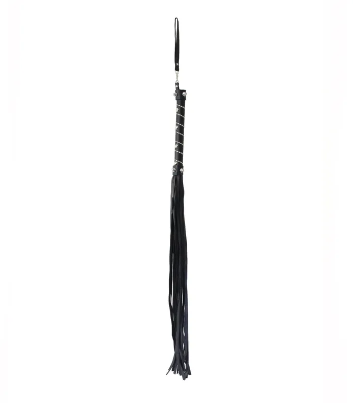 JOYGASMS Male Sex Toys JOYGASMS Sparkly Wrap Diamonds and Silver Studded Handle Long Flogger with Soft Faux Leather Tails Whip and Detachable Wrist Strap