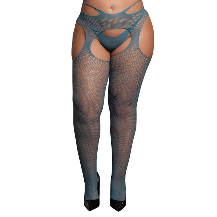 Shots Toys Vibrators Le Dsir Blue Strappy Suspender Pantyhose XL