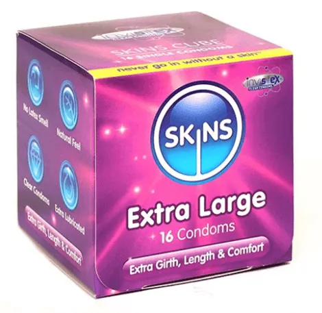 Skins Condoms Extra Large Cube 16 Pack Skins Male Sex Toys