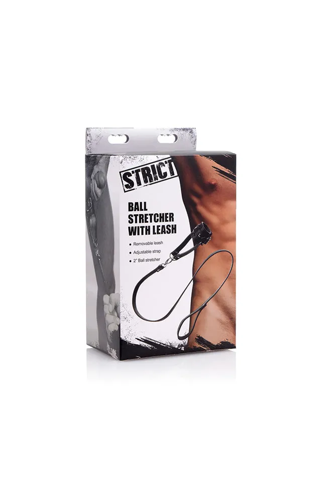 Male Sex Toys XR Brands XR Brands Strict Ball Stretcher With Leash Black