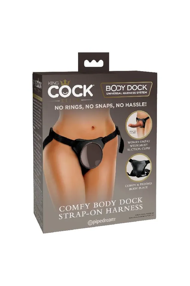 Pipedream King Cock Elite Comfy Body Dock Strapon Harness Black Pipedream Female Sex Toys