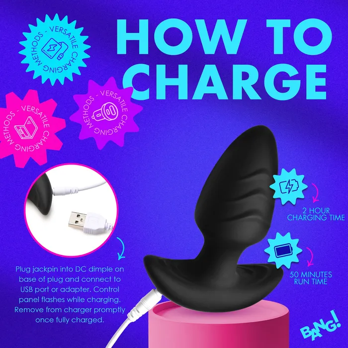 Bang Male Sex Toys Rotating and Vibrating Silicone Butt Plug