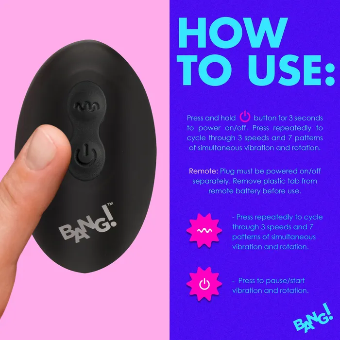 Bang Male Sex Toys Rotating and Vibrating Silicone Butt Plug