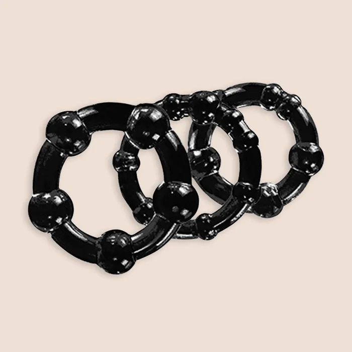 Blush Novelties Male Sex Toys Stay Hard Beaded Cock Rings 3 sizes per pack