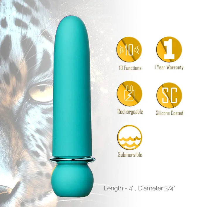 MAIA TOYS Female Sex Toys JAGUAR BLUE 10Function Rechargeable Silicone Coated SuperCharged Bullet