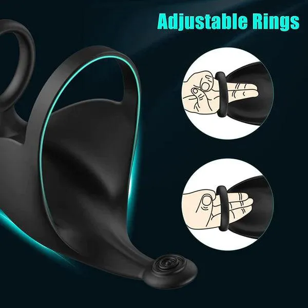 Male Sex Toys propinkup 3 in 1 Vibrating Wrapped Scrotum Cock Ring