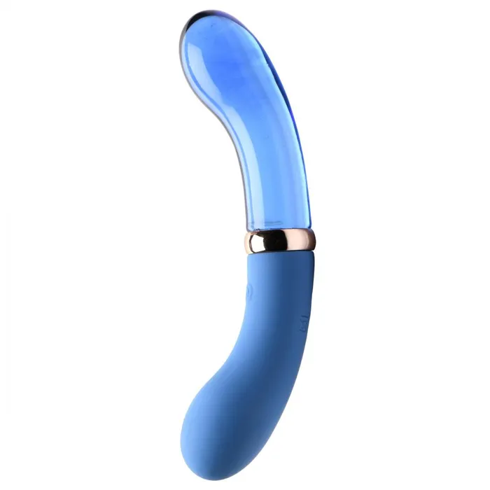 10X Bleu Dual Ended GSpot Silicone and Glass Vibrator Prisms Erotic Glass Female Sex Toys