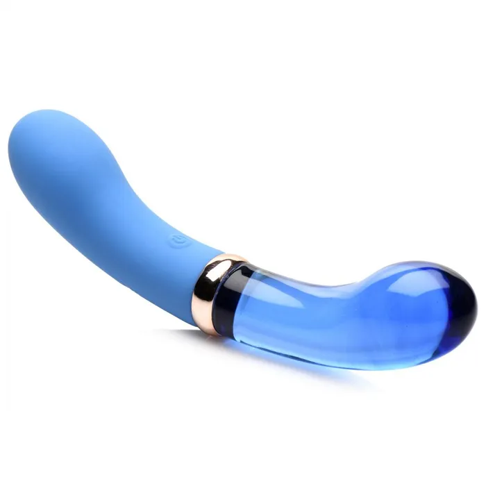 10X Bleu Dual Ended GSpot Silicone and Glass Vibrator Prisms Erotic Glass Female Sex Toys