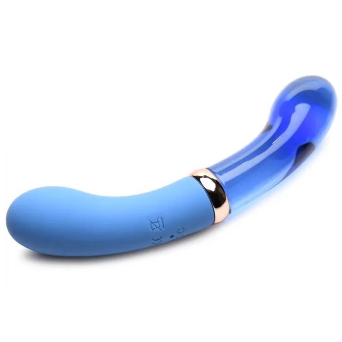 10X Bleu Dual Ended GSpot Silicone and Glass Vibrator Prisms Erotic Glass Female Sex Toys