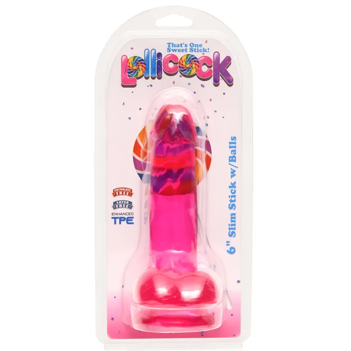 Lollicock 6 Inch Slim Stick with Balls Cherry Ice Dildo Lollicock Dildos