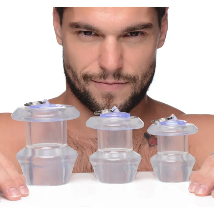 Male Sex Toys Master Series Ass Bung Clear Hollow Anal Dilator with Plug Large