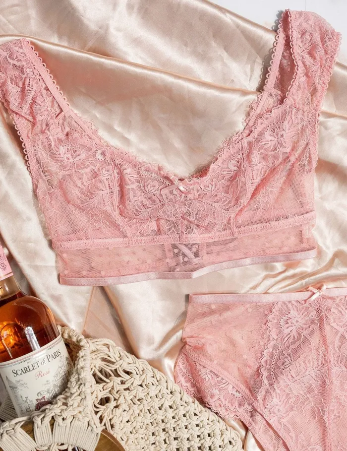 Lacy OffTheShoulder Bralette Blush Mentionables Dildos Lacy OffTheShoulder Bralette Blush Mentionables Dildos