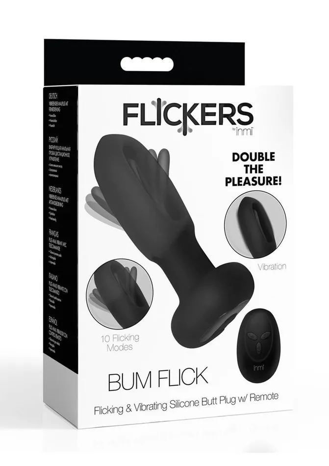 Male Sex Toys Inmi Flickers Bum Flick Flicking and Vibrating Rechargeable Silicone Butt Plug with Remote